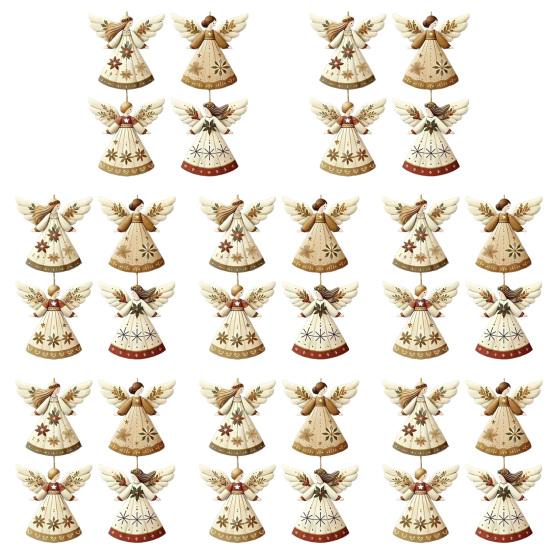 Tre Engel Julepynt Rustikk Gårdshus Engeldekorasjoner Juletre Hengepynt for Ferie Hjemmedekor