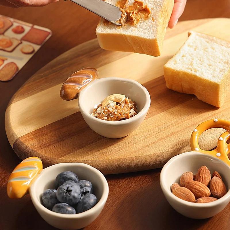 Cute Bakery-Themed Ceramic Small Dish – Baguette and Bread Plate for Restaurant or Home Use