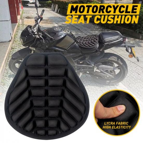 Black Lycra Comfort Gel Seat Cushion Cover Shock Absorb Pad For Motorcycle EOA