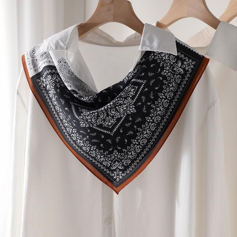 Hangzhou silk old money wind cashew flower 100% mulberry silk scarf square scarf spring and autumn versatile silk double crepe silk scarf