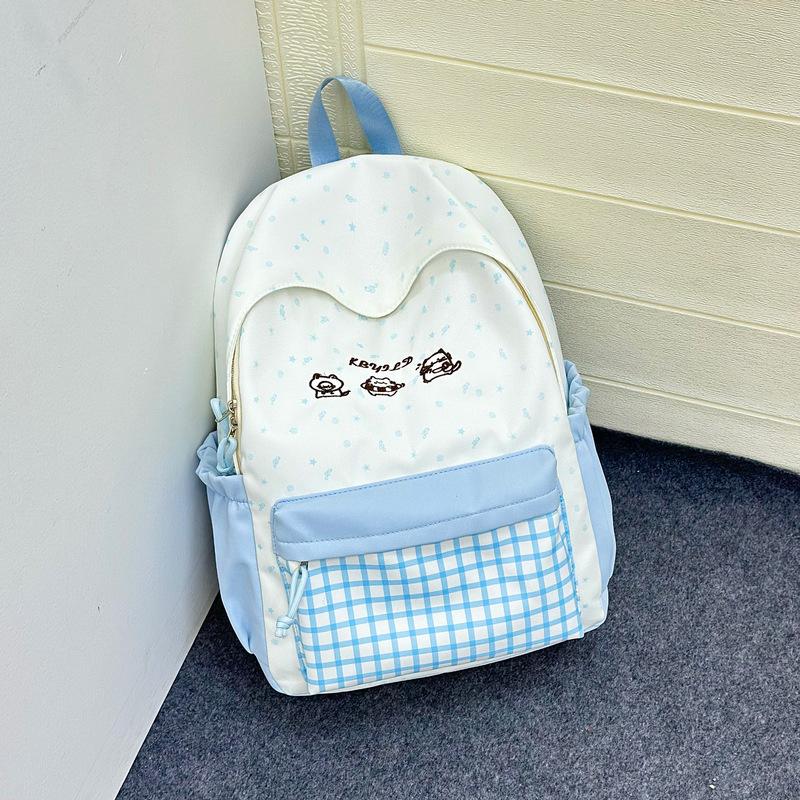 Schoolbag Japanese contrasting color plaid large-capacity backpack cute student backpack junior high school high school student campus schoolbag