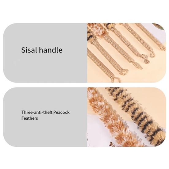 Cat Feather Wand Toy Fluffy Wand with Sisal Rope Handle Feather Duster Shape Interactive Cat Teaser Toy Gift for Cat Owners