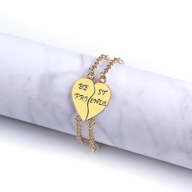 2 pezzi di braccialetti con motivo congiunto a forma di cuore per i migliori amici, regalo di gioielli per amicizia