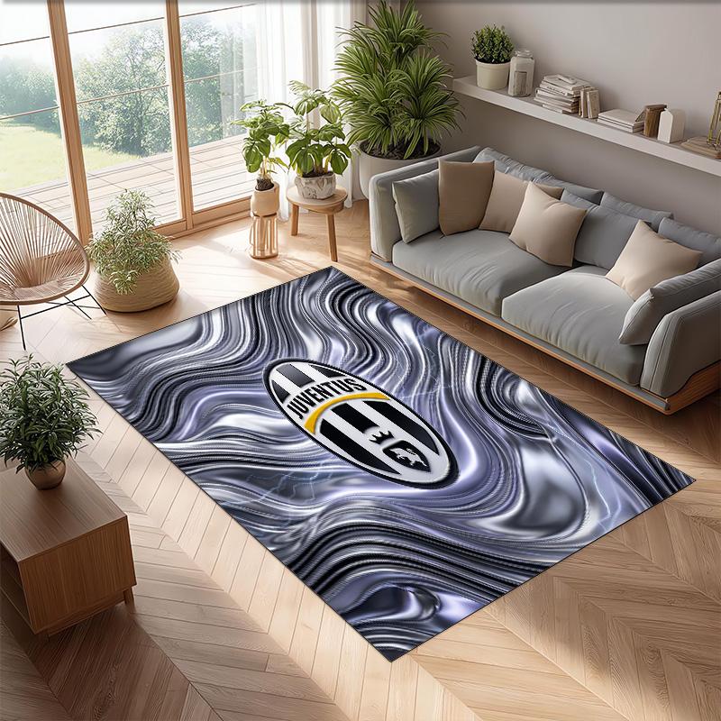 Juventus FC Printed Flannel Area Rug Non Slip Soft Polyester Floor Carpet Indoor Decor Mat for Bedroom Living Room Sofa