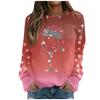 Women's Casual Fashion Christmas Print Long Sleeve O-Neck Pullover Top