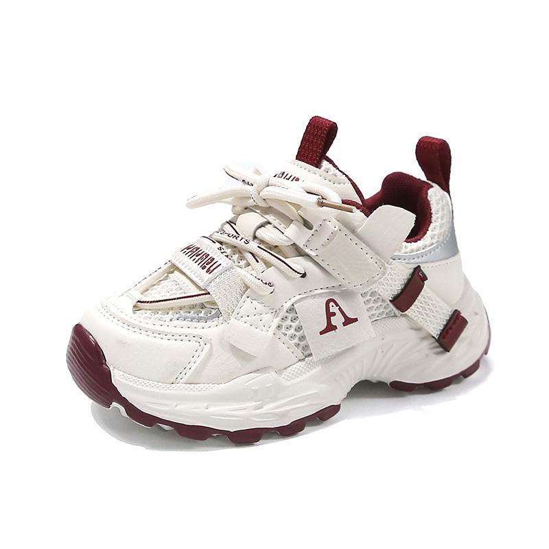 Students Running Shoes Mesh Breathable Children Sneakers Thick Soft Sole 2025 New Fashion Boys Girls Sports Shoes Hook&loop