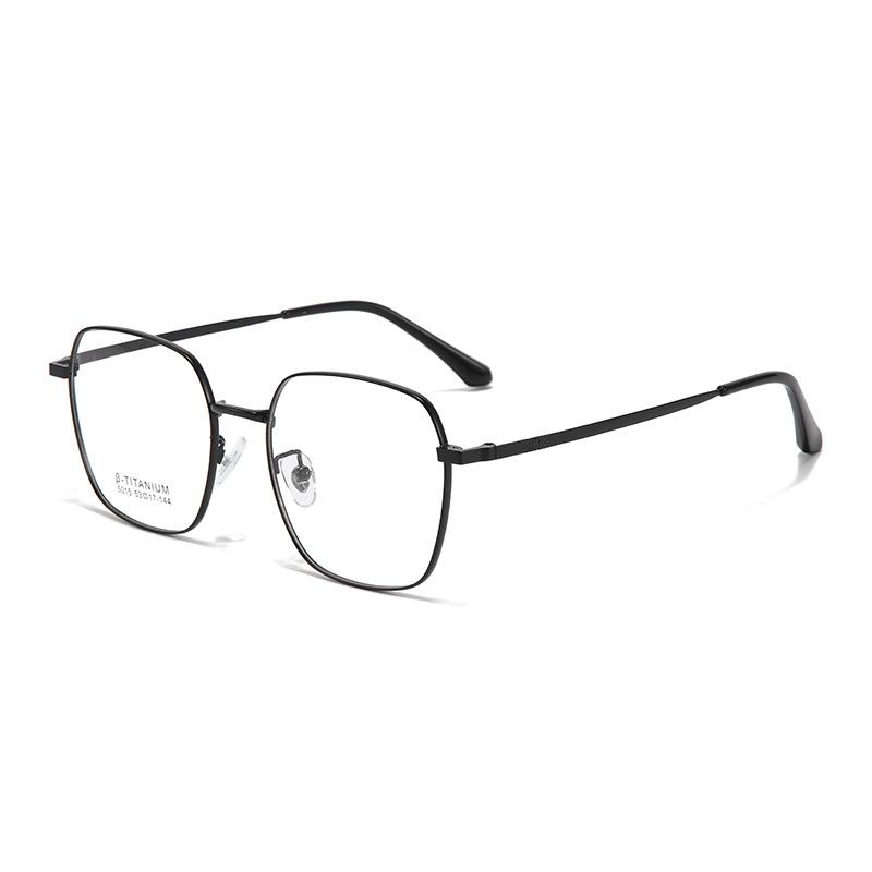 Ultra-light Retro Titanium Polygon Eyeglass Frames with Plano Lenses for Students