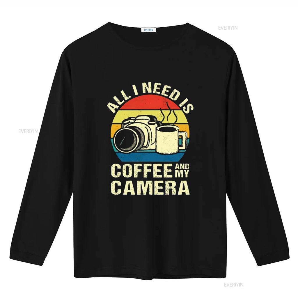 Womens Retro All I Need Is Coffee And My Camera Photography short Sleeve T Shirt Black Medium vintage Washed Stylish Breathable