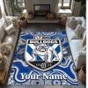 Canterbury-Bankstown Bulldogs Crystal Velvet Rug, Custom Name Text Personalized Non‑Slip Floor Mat for Home Decor Gift