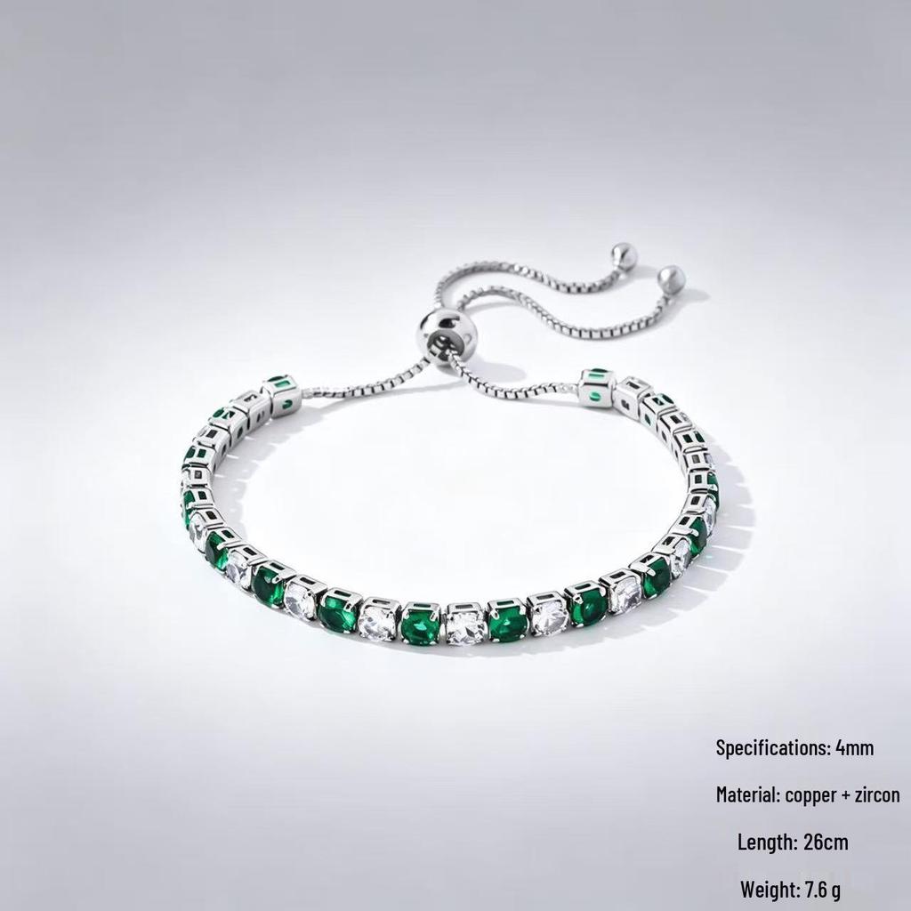 Dames Enkele Rij Diamant Kleurrijke Zircon Polka Dot Kristal Armband
