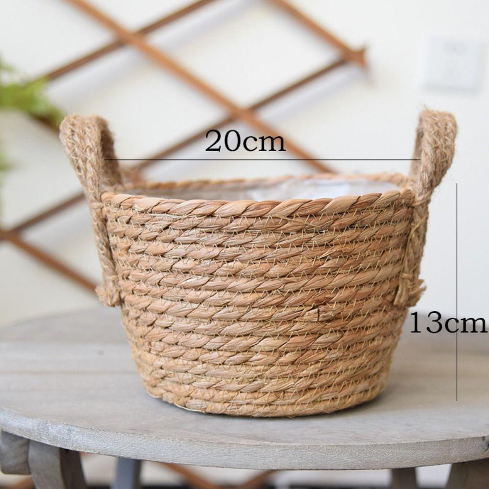

Hand Woven Storage Basket Retro Succulent Pot Durable Flower Baskets 20x13cm