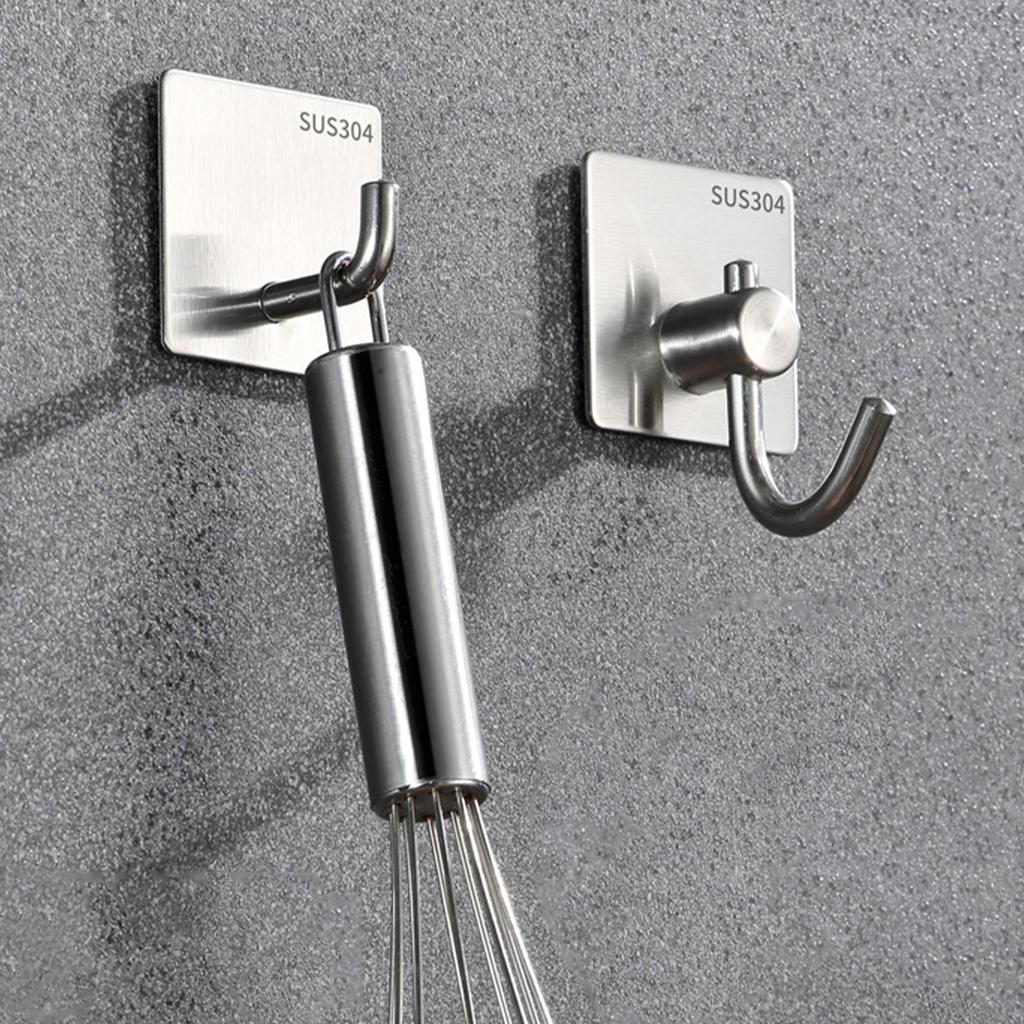 Multipurpose Sturdy Stainless Steel Adhesive Hook Without Drilling Installation Bathroom Kitchen Supplies Daily Use
