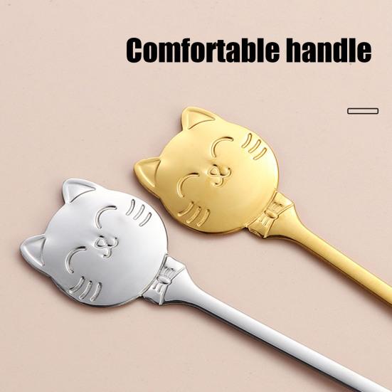 Cat Coffee Spoon, Stainless Steel Cat Paw Claw Teaspoon, Multi-Color Electroplated Stirring Spoon, for Ice Cream Yogurt Dessert