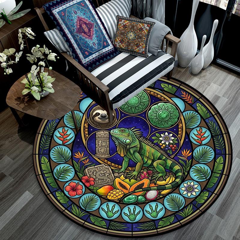 Aquatic Life Mandala Round Area Rug Under Office Chairs Bedroom Living Room Home Decor