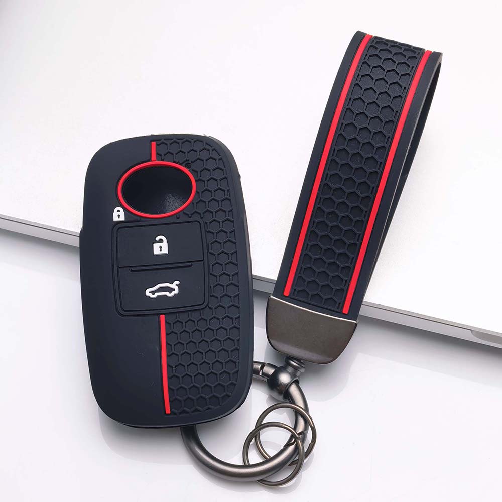 

Silicone Car Key Cover Case Shell with keychain for Toyota RAIZE for Daihatsu Rocky 4 Buttons Key Cover Case Car Accessories чорний