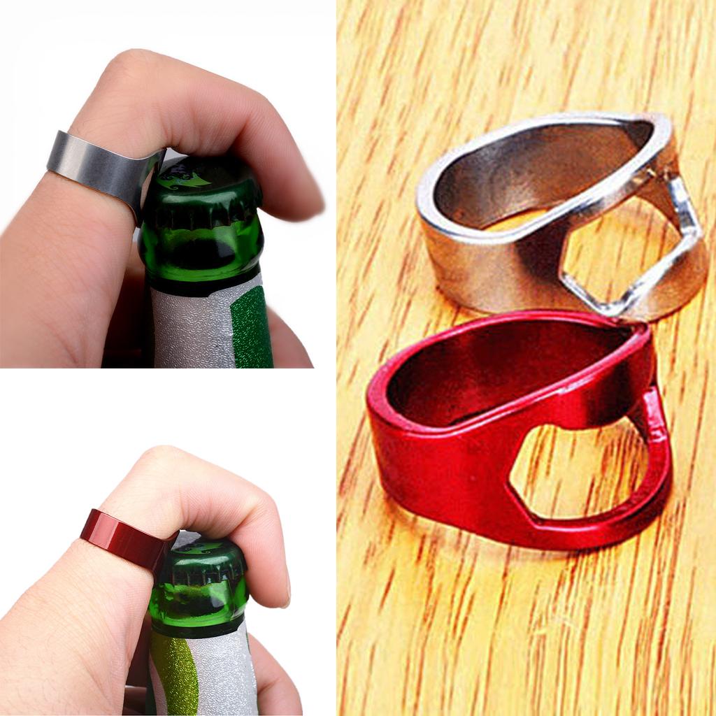 2Pieces Men Stainless Steel bear rod Opener Ring Bike for Home