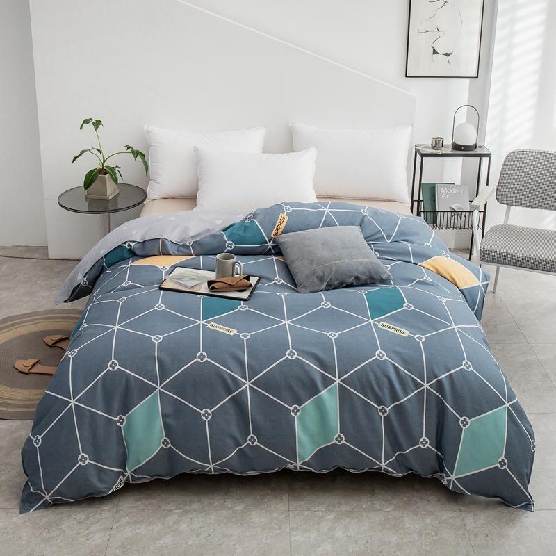 1Pc Abstract Geometric Duvet Cover 100% Cotton Triangle Striped Patterned Quilt Cover with Zipper and Ties Queen Size Bedding
