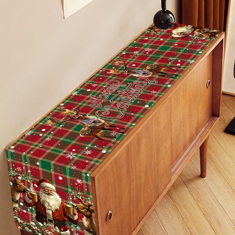 Weihnachts-Tischläufer im Vintage-Stil Retro Weihnachtsmann Tischdecke Weihnachtsdekorationen für Zuhause 2026 Navidad Noel Geschenk Neujahr 2026