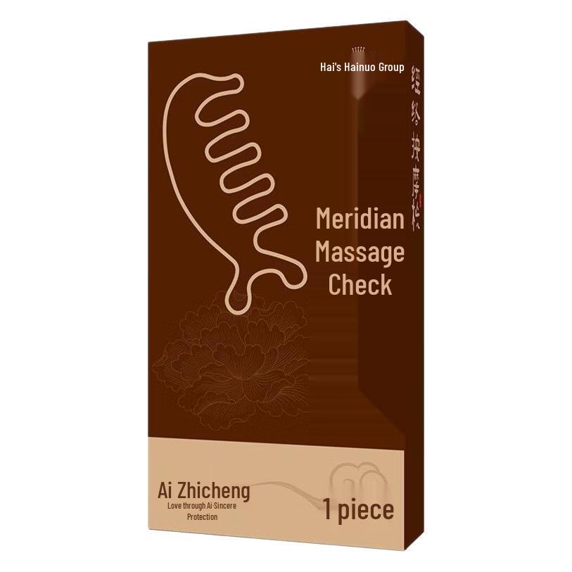 Haishi Hainuo Golden Sandalwood Wide Tooth Meridian Massage Comb with Acupoint Gua Sha