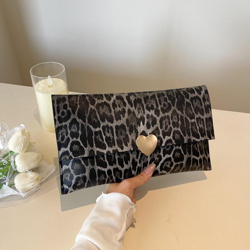 

Yogodlns Large Capacity Wallet For Women Luxury Designer PU Purse Fashion Clutch Bag Coin Wallet Closure Leopard Print Handbag 29x2x17cm чёрный