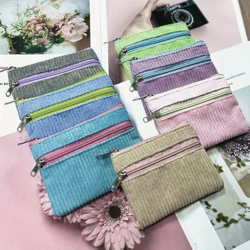 1 Pcs Corduroy Multi-Colored Small Change Bag Key Bag Portable Card Bag Small Metal Zipper Head