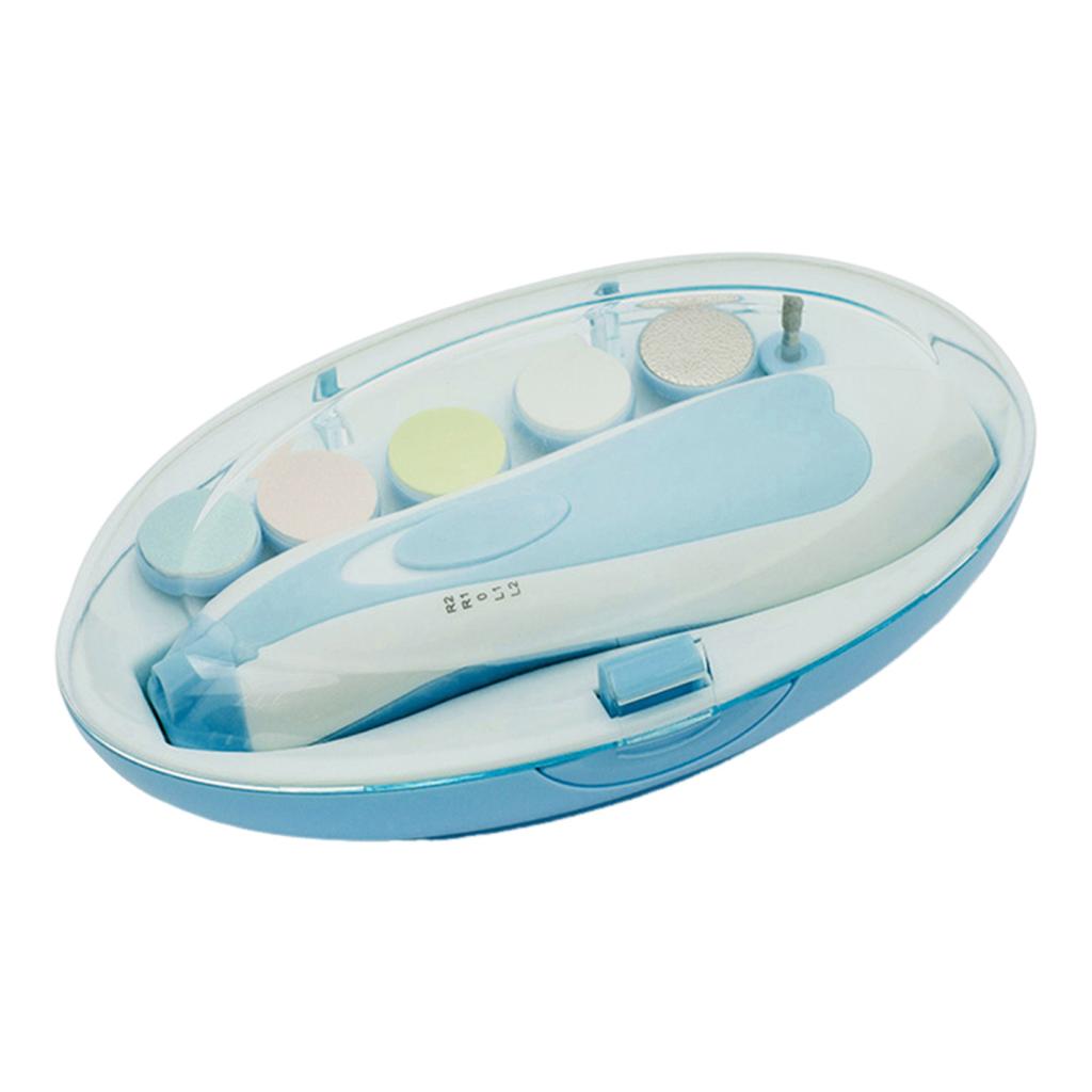 Electric Baby Nail Trimmer with 6 Grinding Heads Newborn Infant Nail File Clipper with Light Toddlers Manicure Toes Fingernails Care Trimming Tools