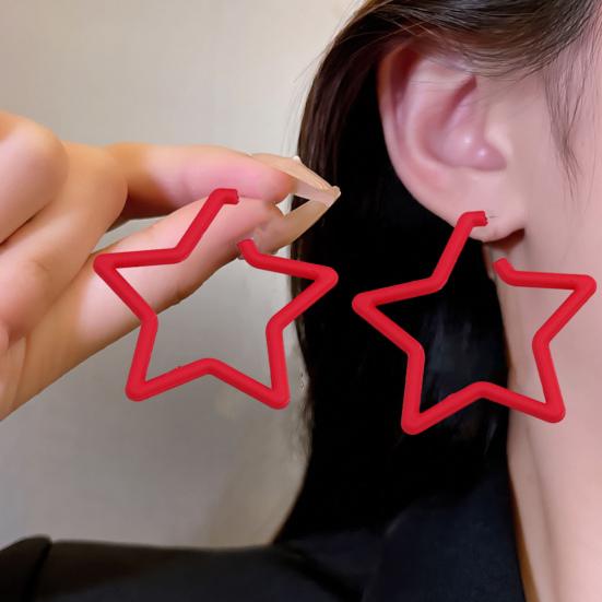 

1 пара преувеличенных полых звездных серег-гвоздиков ярких цветов, акриловые серьги-гвоздики, модные ювелирные изделия, аксессуары, подарок