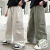 Boys' quick drying work pants 2026 new style, children's mid to large boys' straight leg wide leg casual pants, summer thin version