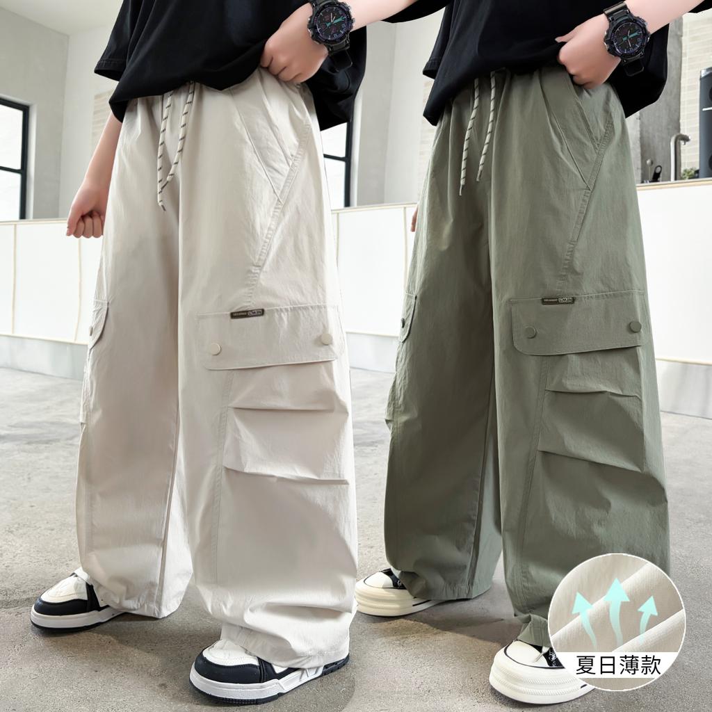 Boys' quick drying work pants 2026 new style, children's mid to large boys' straight leg wide leg casual pants, summer thin version