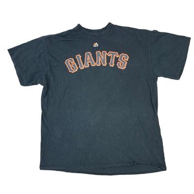 Majestic T-shirt Giants USA Graphic Print Spell Out 00S Black Mens