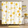 Abstract Point Shower Curtain Green, Orange And Beige White Circle, Minimalist Modern Art Of Contemporary Bathroom Decoration
