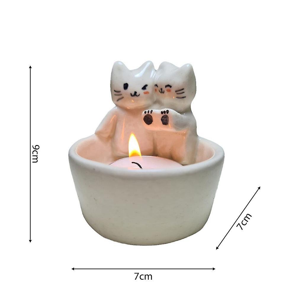 Stylish Candlestick with Two Cat Personalized Crafts Desk Decoration Gift for Birthday Christmas