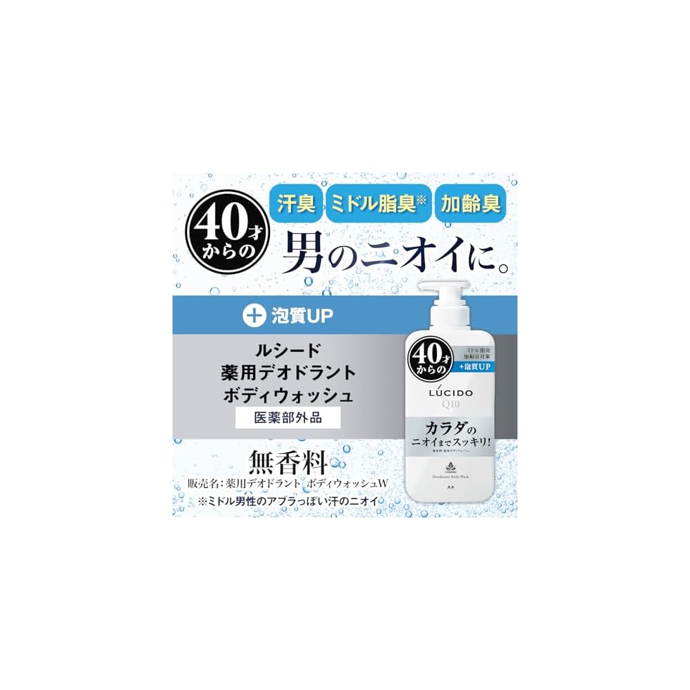 LUCIDO (Quasi-drug) Medicated Deodorant Body Wash Refill - Men's Body Soap for Odor Control,