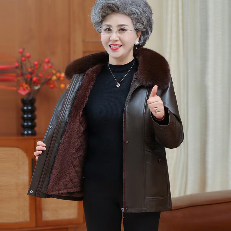 Hengyuanxiang Women's Winter Thickened Leather Jacket