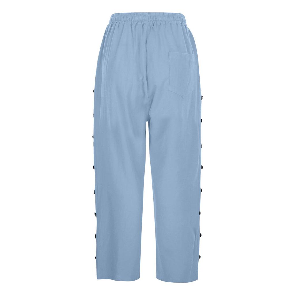 Women's Casual Patchwork Button Seven-Point Pants - 2024 Spring/Summer Collection