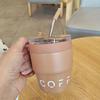 480MLCoffee Cup with Straw Lid Stainless Steel Thermos Mug for Cold Drinks Water Tea Milk Office Outdoor Portable Bottle