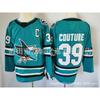 Mens Retro Embroidered Ice Hockey Jersey Shark Team 39 71 Cotton Performance Practice Uniform
