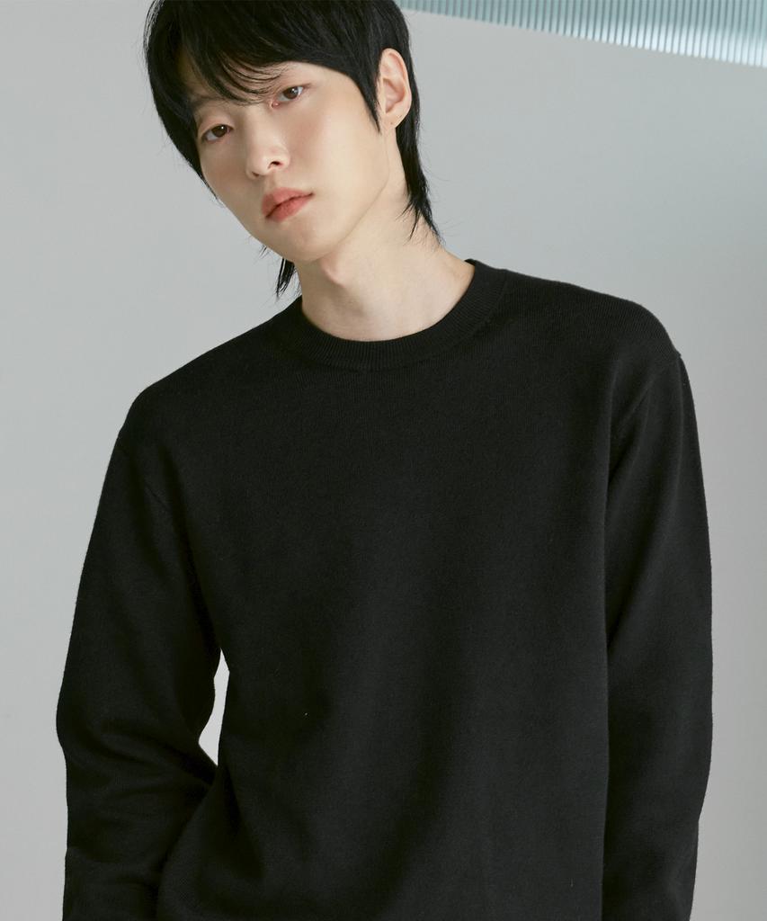 210EDIT Unisex Soft Knit Round Neck [Black]_Zz4Sw070