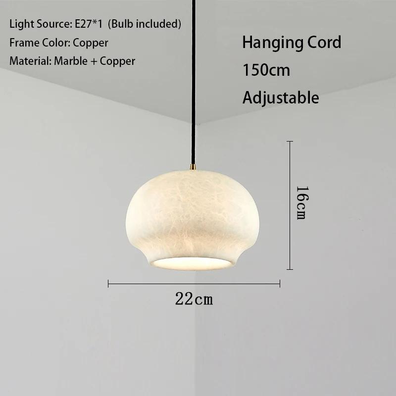 Natural marble restaurant pendant light ceiling light room decoration high-end snowflake stone all copper home hanging  fixtures