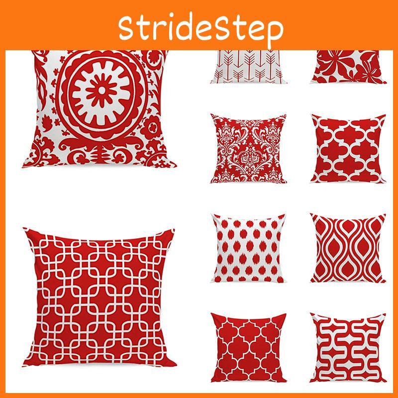 Stunning Red Geometric Wave Pillow Case For Sofa Car And Home Decoration