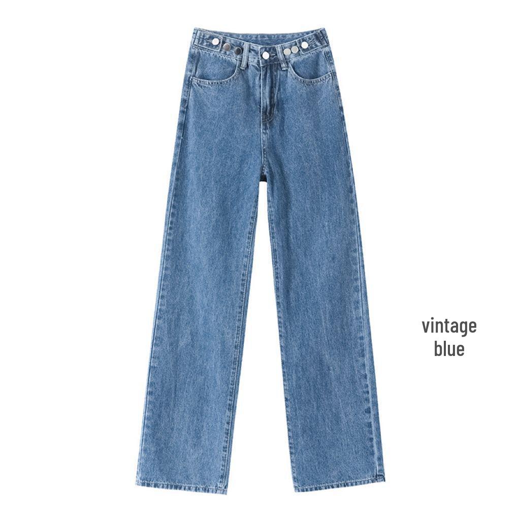 2026 High-Waisted Retro Straight-Leg Wide Pants XS 38-43kg