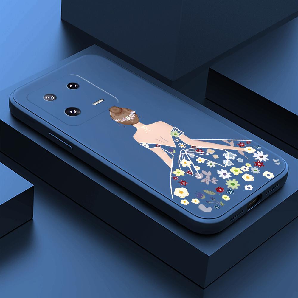 

Чехол для телефона с мультяшным красочным узором, квадратный, жидкий, силикон, TPU, полное покрытие камеры, противоударный защитный чехол для Xiaomi Redmi iPhone Xiaomi 11 Lite темно-синий