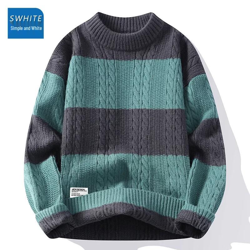 Men's Contrast Stripe Knit Pullover Sweater