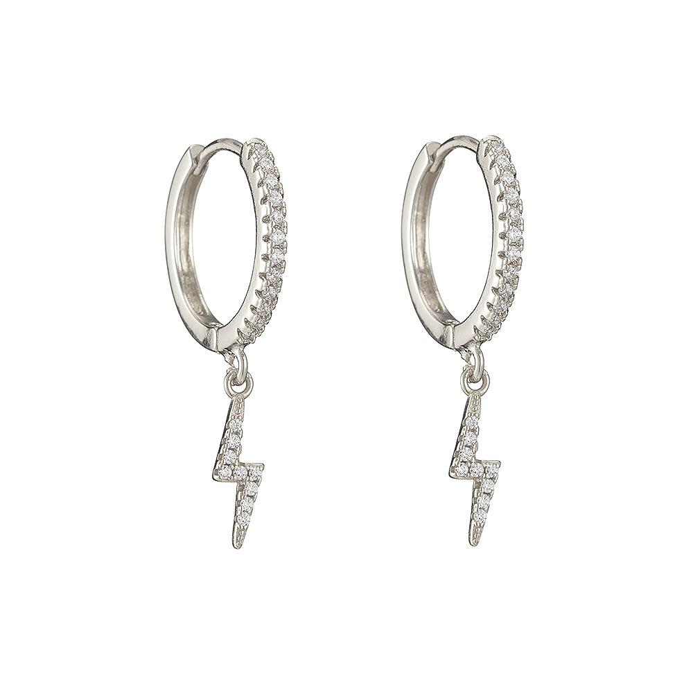 Delicate Silver Cubic Zircon Star & Moon Drop Pendant Hoop Earrings for Women Trendy Wedding Earring Jewelry Gifts