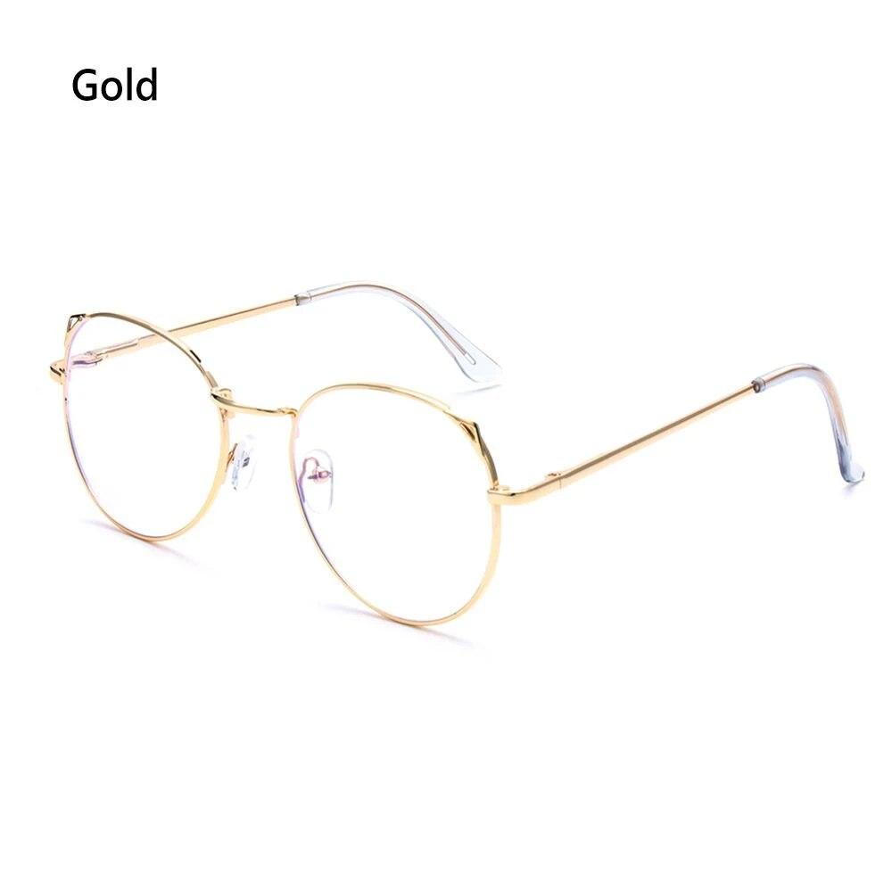 

1 шт., 2022, оправа с кошачьими ушками, очки с защитой от синего света, женские очки для защиты глаз, милые портативные ультралегкие металлические компьютерные очки