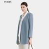 PORTS Women's Autumn/Winter Collarless Belted Coat