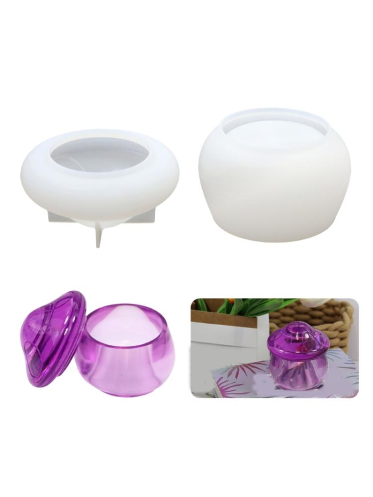 Resin Jar Molds with Lid Silicone Mold Container Jewelry Organizers Mould Mushroom Storage Box Molds for Pen Holder Deco