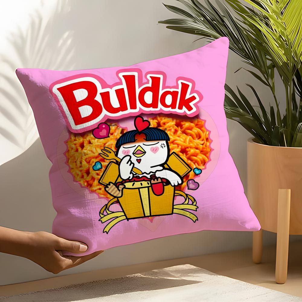 Famous Buldak Ramen Cartoon Pillow Case Linen Cushion Covers For Decorative Sofa Home Pillows Case Car Chair Pillows Cases