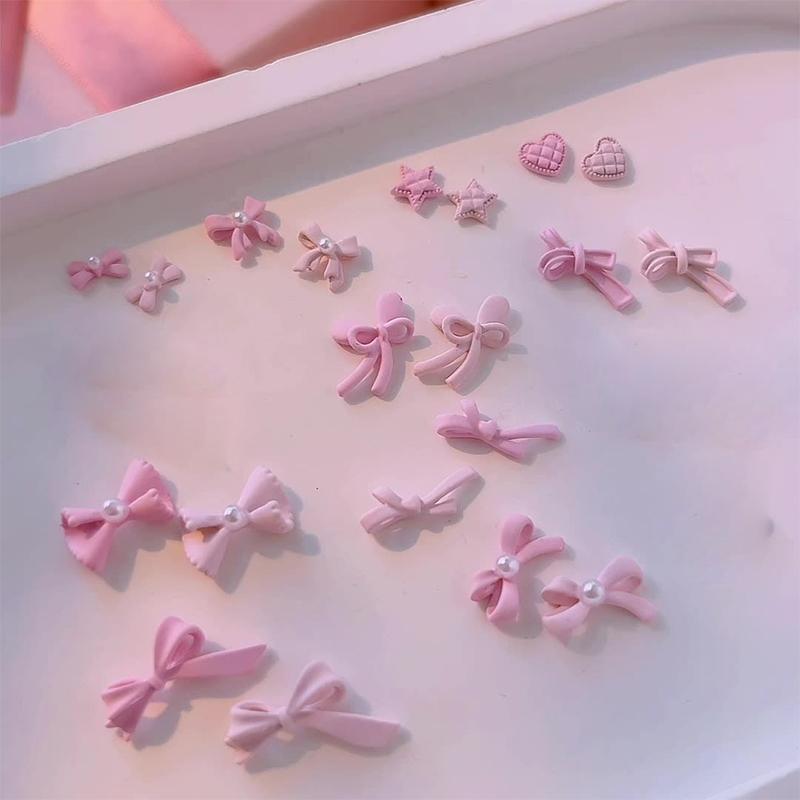 10 Stück Lange Rosa Harz Schleife Nagelkunst Charme 3D Kawaii Mattierte Fee Nagel Schleifen Dekor Teile Diy Design Nagelzubehör