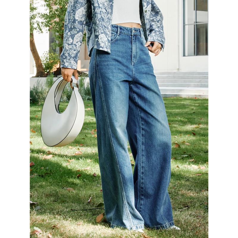 JUZUI Women's 100% Cotton Loose Wide-Leg Denim Jeans